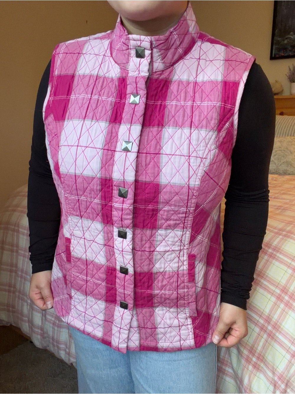 Christopher Banks Pink Plaid Vest
